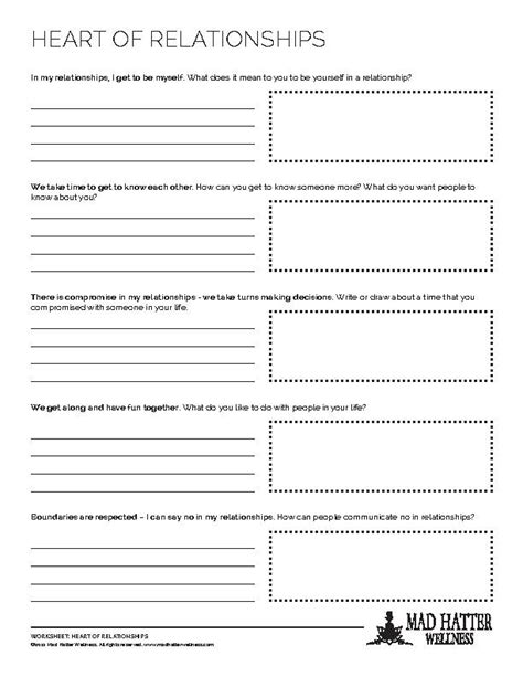 Heart Of Relationships Worksheet Classful