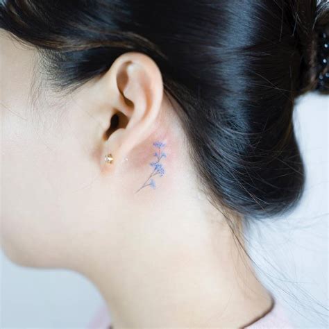 Beautiful Floral Tattoos Behind The Ear