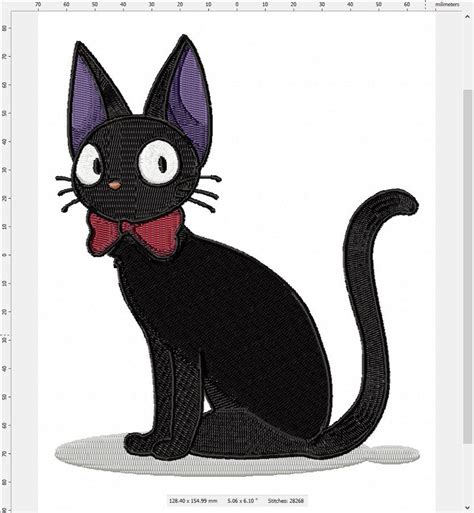 Jiji Inspired Black Cat Machine Embroidery Design Etsy