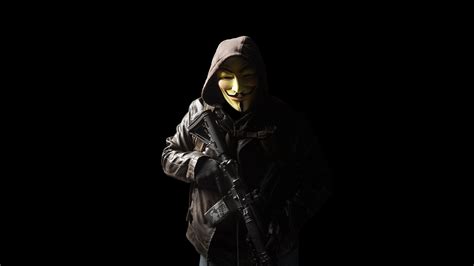 1920x1080 Anonymous Mask Person With Gun 5k Laptop Full Hd