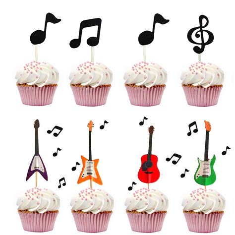 Buy Guitar Cake Cupcake Decorative Cupcake Topper Music Notes Cupcake