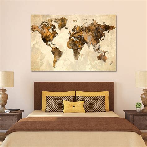 Rustic World Map Multi Panel Canvas Wall Art Elephantstock
