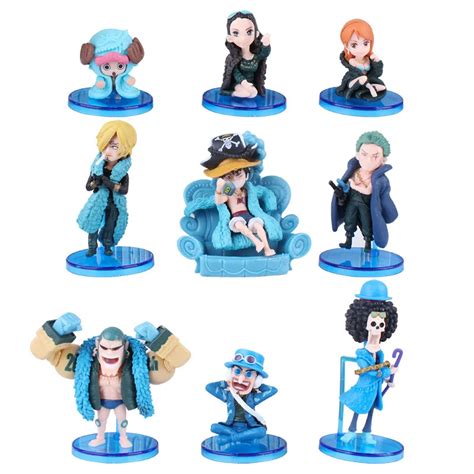 9pcsset One Piece Action Figures Anime Luffy Zoro Nami Robin Sanji Model Toys Mini Figurines