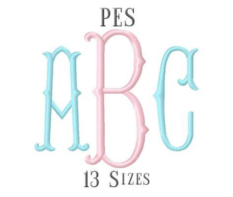 13 Size Pes Fonts Fishtail Monogram Embroidery Fonts Etsy