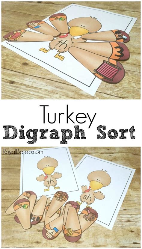 practicing sounding out words and digraphs with the turkey digraph sort thanksgiving centers
