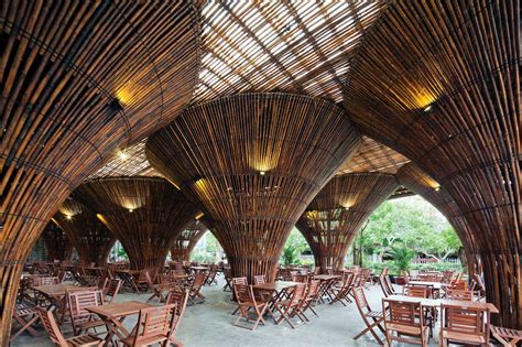 An Open Air Cafe Built From Thousands Of Bamboo Canes Architect