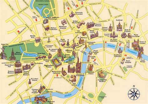 Large Tourist Map Of London City Center London United Kingdom