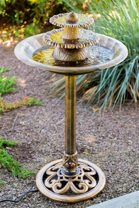 Alpine Corporation 3 Tiered Pedestal Vintage Water Fountain And Bird