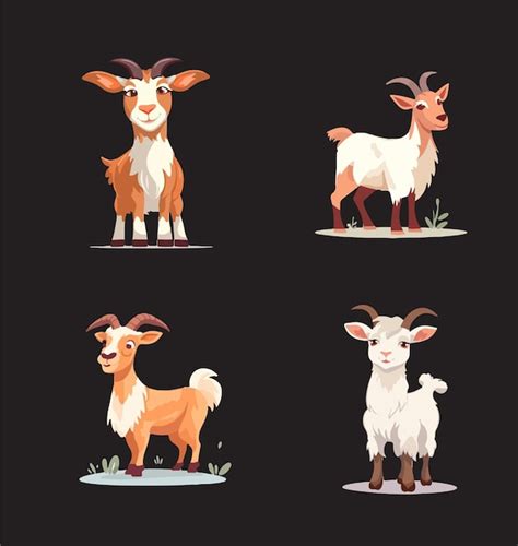 Premium Vector Cute Goat Character Cartoon Set Vector