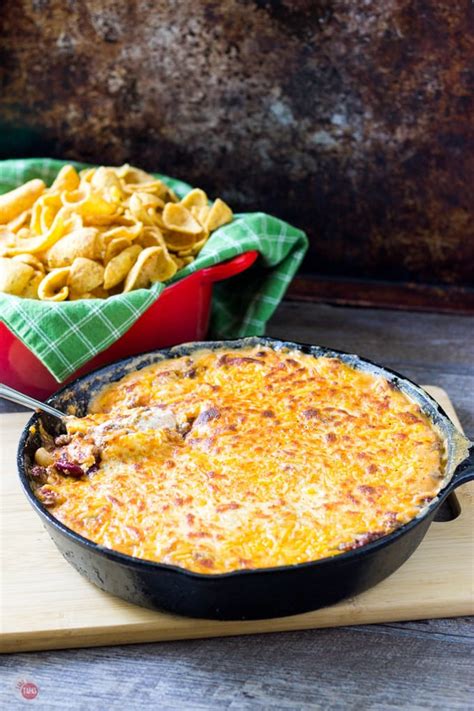Frito Pie Skillet Dip With Corn Chip Scoops For Tailgating