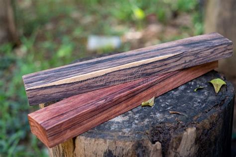 Black White Wood And Burmese Rosewood Log Exotic Background Stock Photo