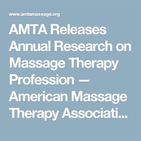 Amta Releases Annual Research On Massage Therapy Profession — American Massage Therapy