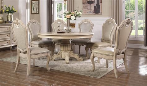 Buy Mcferran D9802 6060 Dining Table Set 7 Pcs In Antique White