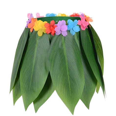 leaf hula skirt hawaiian leaf skirt green grass skirt with artificial hibiscus flowers for beach