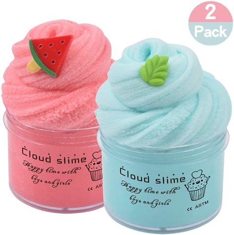 Joyx 2 Pack Cloud Slime Kit With Red Watermelon And Mint Charms