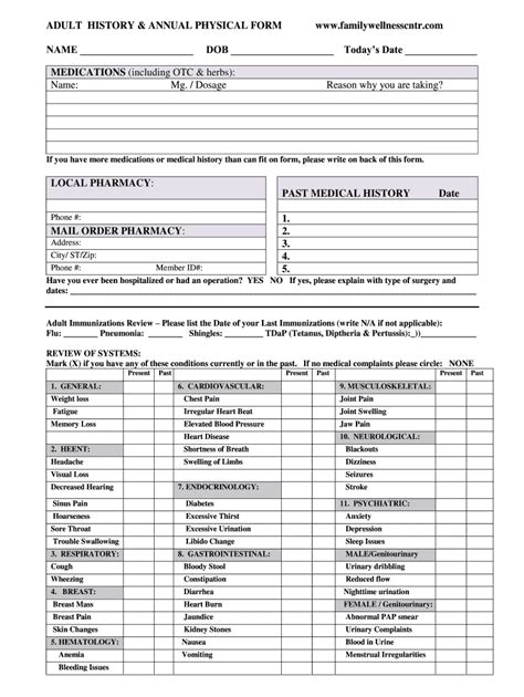 Adult Physical Form Fill Online Printable Fillable Blank Pdffiller