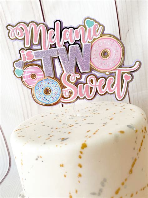 Donuts Cake Topper Two Sweet Cake Topper Two Sweet Birthday Etsy