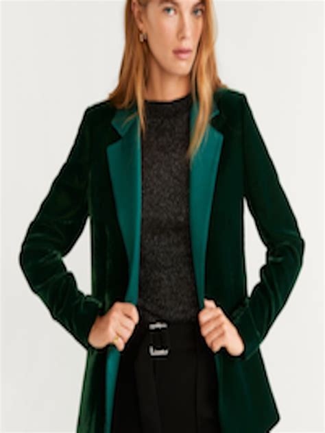 Buy Mango Women Green Velvet Finish Casual Blazer Blazers For Women
