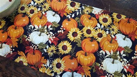 Pumpkins Sunflowers Table Runner Fall Thanksgiving Leaves Etsy Fall
