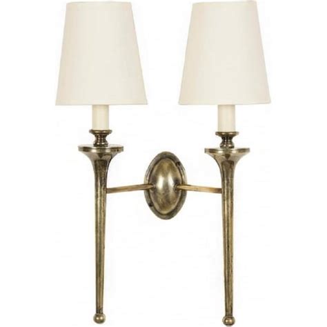 Traditional Light Antique Double Wall Sconce Ivory Candle Shades