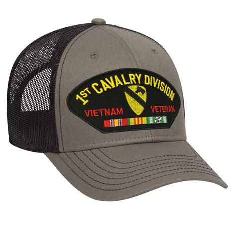 1st Cavalry Division Vietnam Veteran Ball Od Green Mesh Cap New Od