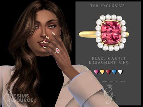Sims 4 Pearl Garnet Engagement Ring The Sims Book