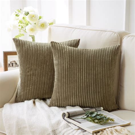 Soft Corduroy Striped Velvet Square Decorative Throw Pillow Cusion For