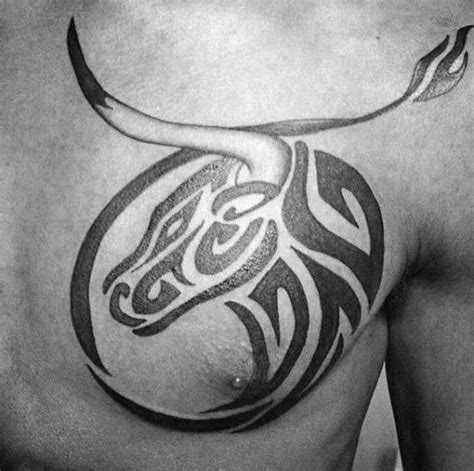 This design is very dramatic and has some hints of tribal aesthetics. 40 Tribal Bull Tattoo Designs For Men - Powerful Ink Ideas