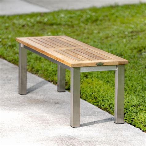Vogue Teak And Stainless Steel 4ft Backless Bench Westminster Teak Outdoor Furniture