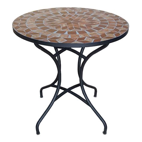 Handmade 28in Round Terracotta Outdoor Mosaic Tile Top Bistro Table