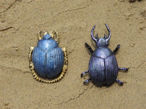 Scarab Beetle Set Of 2 Living And Blue Gold Variations Etsy