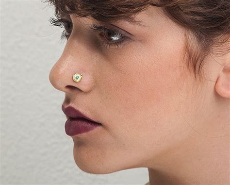 Large Nose Stud Solid 14k Yellow Gold Indian Nose Stud Nose Etsy
