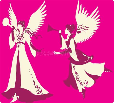 Cute Angels Silhouettes Set Stock Vector Illustration Of Artificial