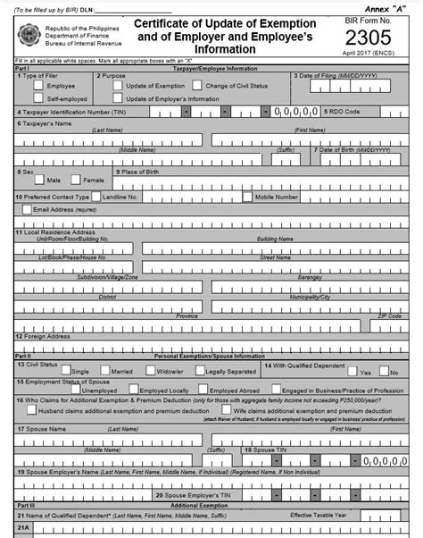 Bir Form 2305 For Claiming Pwds As Dependents Grant Thornton