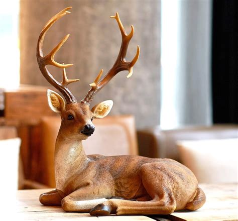 Taobian Buck Big Deer Resin Statue Seasonal Decor