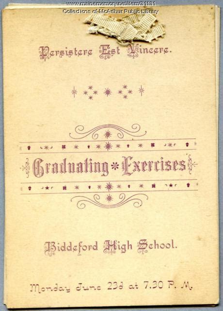 Biddeford High School Graduation Program 1890 Maine Memory Network