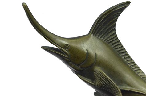 Bronze Sculpture Florida Marlins Fishes Sea Ocean Cabin Office Trophy