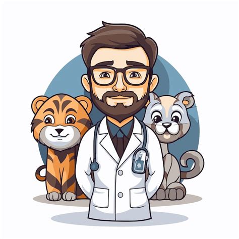 Premium Vector Veterinarian With Cats Cartoon Vector Illustration