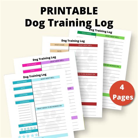 Printable Dog Training Log Sheet Instant Download 85x11 Pdf Dog
