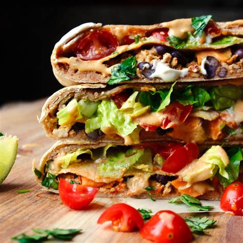 Heat 2 tbsp oil in a small sauté pan over medium/high heat add the tofu and sprinkle with salt and taco seasoning. Vegan Crunchwrap Supreme | Recipe | Roasted sweet potatoes ...
