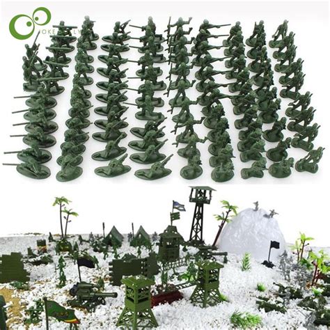100pcsset 3 Colors Military Plastic Toy Soldiers Army Men Figures 12