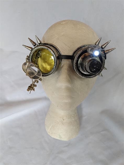 Spiked Mad Scientist Steampunk Goggles Wled Black Silver Gold Etsy