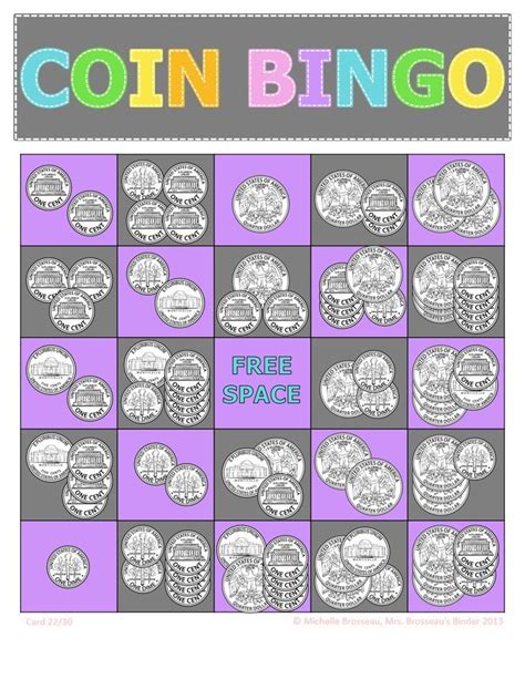 Money Math Adding Coins Bingo Cards 30 Unique Cards