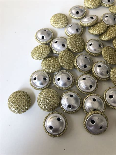 Fabric Covered Buttons Golden Buttons 2 Hole Glitter Lurex Etsy