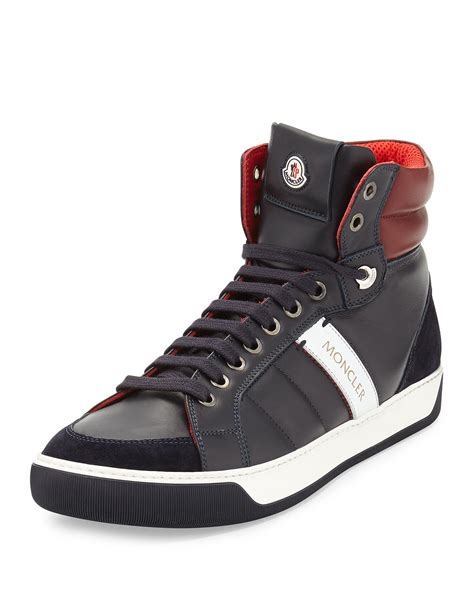 Moncler Leather High Top Sneakers In Blue For Men Lyst