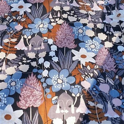 Swedish 60s Floral Fabric Des Louise Carling Almedahls Nordic Etsy