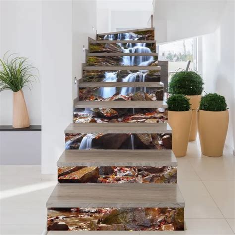 stair riser vinyl decals stairs risers 3d peel and stick art waterfall step murals 4 94 picclick