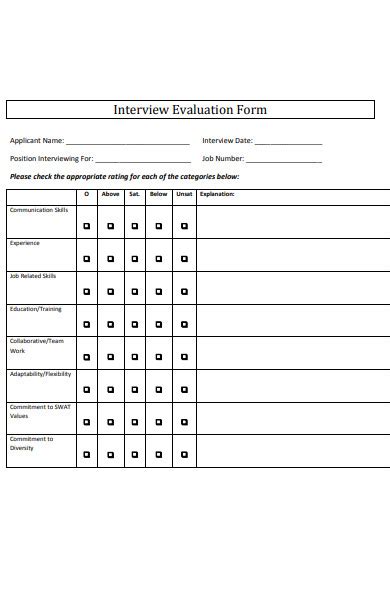 Free 25 Interview Evaluation Forms In Pdf Ms Word