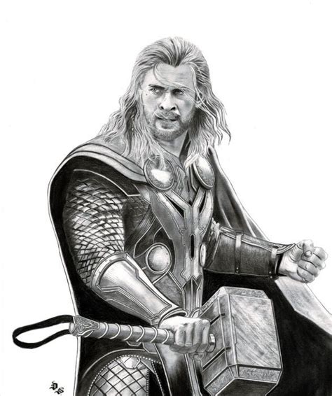 Diego Septiembre Original Charcoal And Graphite Drawing Thor