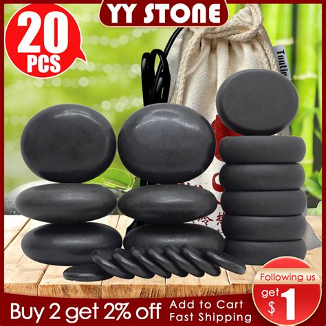 Tontin Hot Stone Massage Set Round Stone Basalt Massage Stones Massager Tool Salon Spa Heater